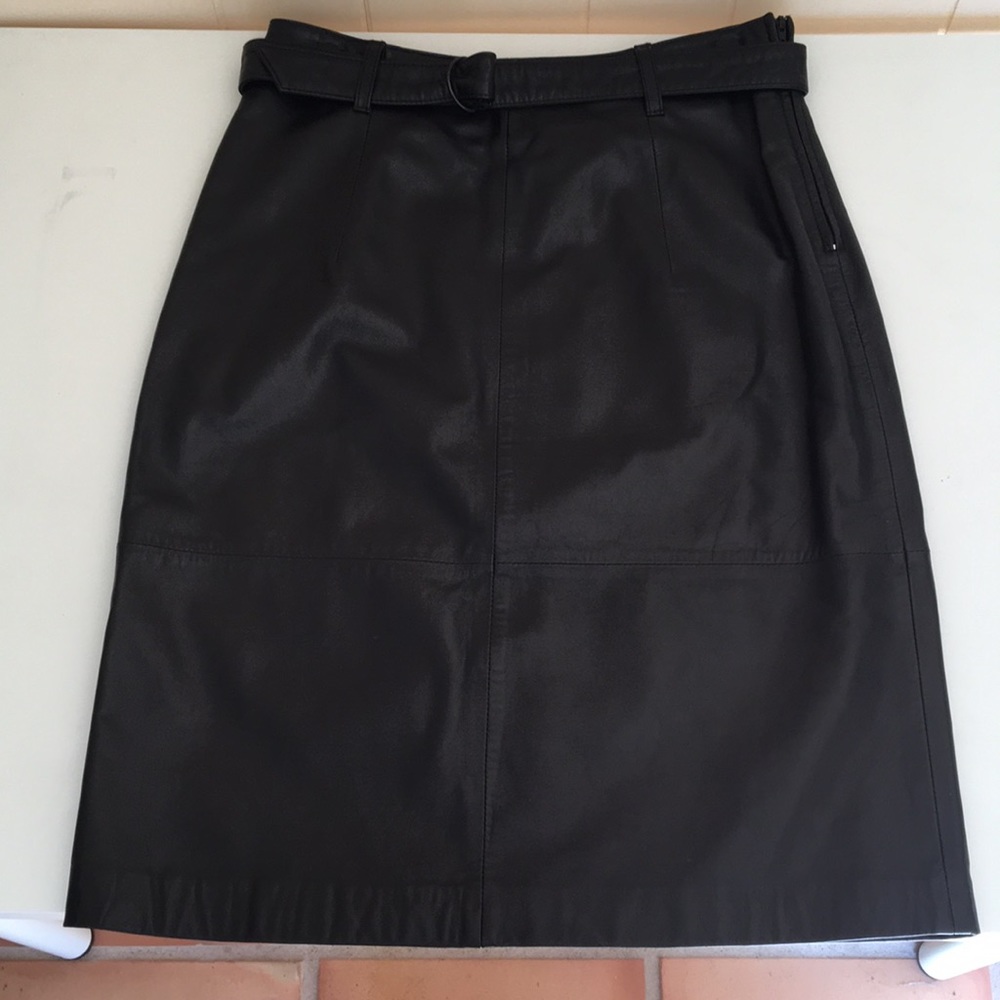 High Waisted Leather Skirt with Belt